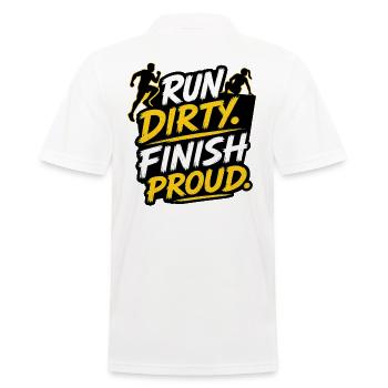 Run Dirty Finish Proud OCR Runner Design - Männer Poloshirt - Weiß - Hinten - Kai (181cm)