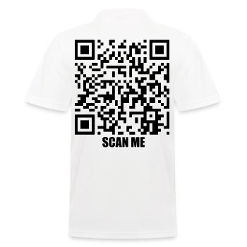 Quote Message – Smile At Me - Männer Poloshirt - Weiß - Hinten - Kai (181cm)