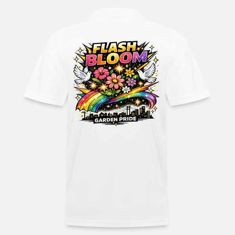 Flash Bloom Garden Pride Blumen Regenbogen - Männer Poloshirt - Weiß