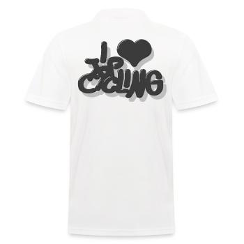 I_love_Cycling_grau - Men's Polo Shirt - white - Back - Kai (181cm)