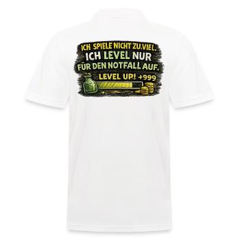 Ich Level nur für den Notfall Auf! - Männer Poloshirt - Weiß - Hinten - Kai (181cm)