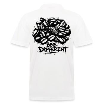 Be Different Kaffeebohnen Motiv - Männer Poloshirt - Weiß - Hinten - Kai (181cm)