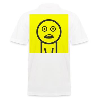 Überraschtes Gesicht - Männer Poloshirt - Weiß - Hinten - Kai (181cm)