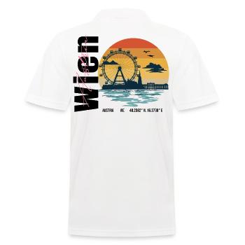 Vintage Vienna skyline with landmark - Men's Polo Shirt - white - Back - Kai (181cm)