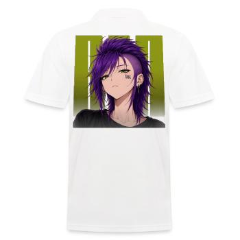 Lila Punk | 161 | AfA | Antifaschiste Aktion - Männer Poloshirt - Weiß - Hinten - Kai (181cm)