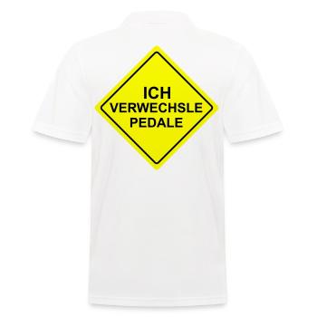 Ich Verwechsele Pedale Schild - Männer Poloshirt - Weiß - Hinten - Kai (181cm)