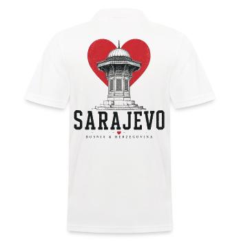 Sarajevo Herzturm Grafik - Männer Poloshirt - Weiß - Hinten - Kai (181cm)