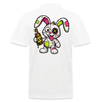 Patchwork Zombie Bunny with Bottle - Men's Polo Shirt - white - Back - Kai (181cm)