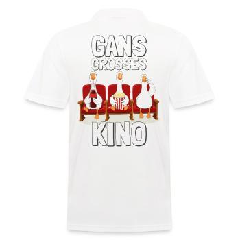 GANS GROßES KINO - rot/beige Gänse - Männer Poloshirt - Weiß - Hinten - Kai (181cm)
