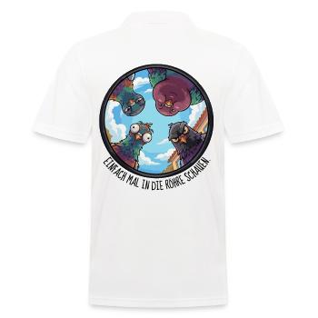 EINFACH MAL IN DIE RÖHRE SCHAUEN - bunte Tauben - Männer Poloshirt - Weiß - Hinten - Kai (181cm)