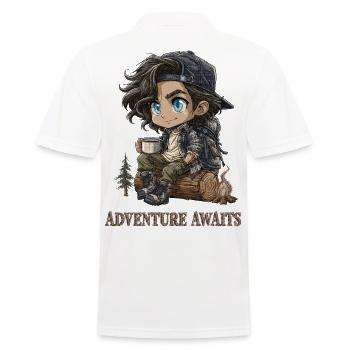 Cadeau d’aventure camping pour randonneurs Chibi - Polo Homme - blanc - Dos - Kai (181cm)