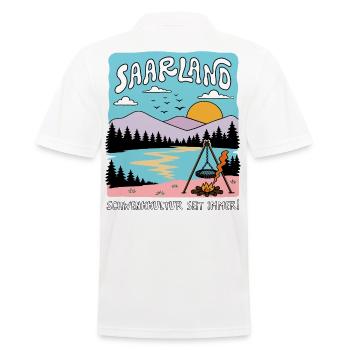 Saarland, Schwenkkultur seit immer!  - Männer Poloshirt - Weiß - Hinten - Kai (181cm)
