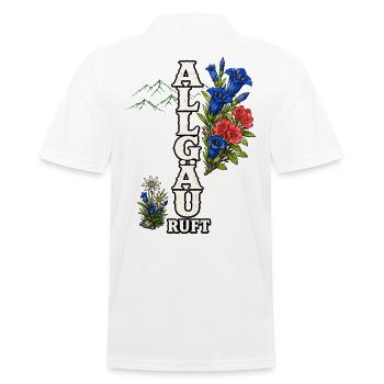 Allgäu ruft – Berge, Blumen und Heimatliebe - Männer Poloshirt - Weiß - Hinten - Kai (181cm)