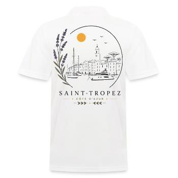 Saint-Tropez Hafen Blick - Männer Poloshirt - Weiß - Hinten - Kai (181cm)