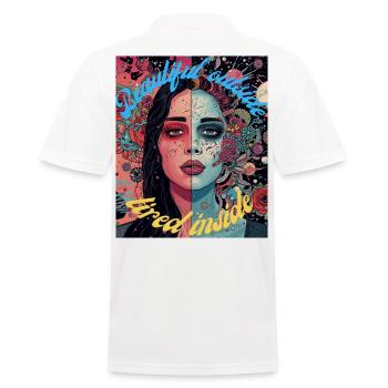 Beautiful Outside Tired Inside Female Portrait - Men's Polo Shirt - white - Back - Kai (181cm)