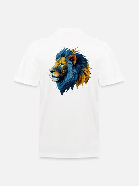 Blau-Gold-Polygon-Löwe - Männer Poloshirt - Weiß