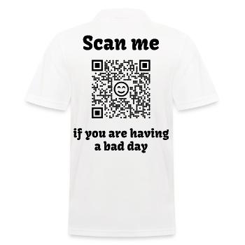 QR-Code mit liebevoller Botschaft - Männer Poloshirt - Weiß - Hinten - Kai (181cm)
