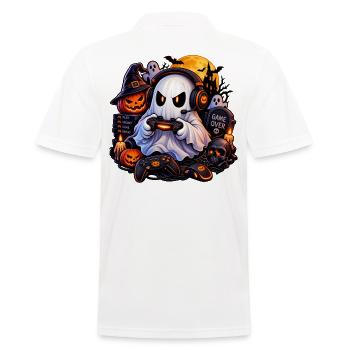Halloween Gamer Geist: Hol dir den Style jetzt! - Männer Poloshirt - Weiß - Hinten - Kai (181cm)