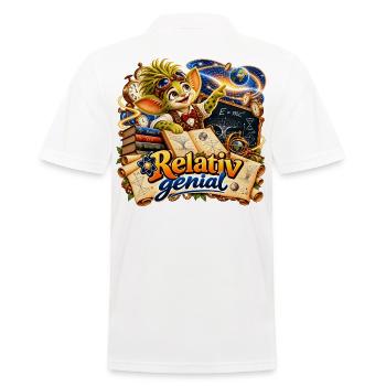 Wenuma Relativ genial - Männer Poloshirt - Weiß - Hinten - Kai (181cm)