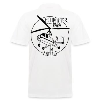 Helikopter Papa im Anflug [schwarz] - Männer Poloshirt - Weiß - Hinten - Kai (181cm)