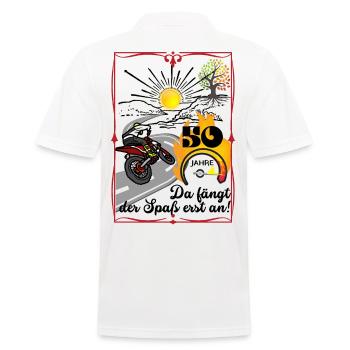 Ab 50 Jahren, Geschenkidee für Biker! +Lebensbaum - Männer Poloshirt - Weiß - Hinten - Kai (181cm)