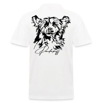 POWDERPUFF Chinese Crested Dog Portrait Wilsigns - Männer Poloshirt - Weiß - Hinten - Kai (181cm)
