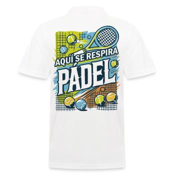 Du atmest PADEL - Männer Poloshirt - Weiß - Hinten - Kai (181cm)