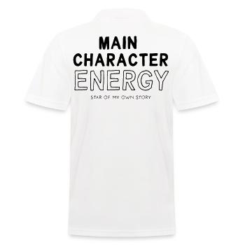 Main Character Energy - Männer Poloshirt - Weiß - Hinten - Kai (181cm)