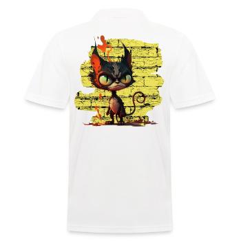 Funny cat - Men's Polo Shirt - white - Back - Kai (181cm)