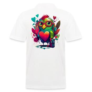 Drôle d’oiseau coloré avec cœur, Saint-Valentin - Polo Homme - blanc - Dos - Kai (181cm)