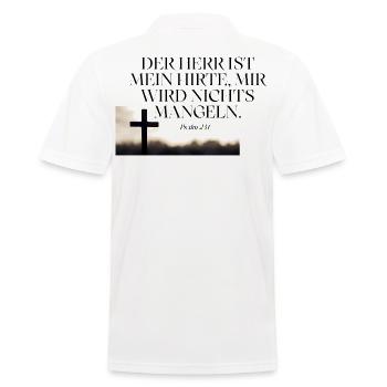 Psalm 23 Hirte Vertrauen Kreuz - Männer Poloshirt - Weiß - Hinten - Kai (181cm)