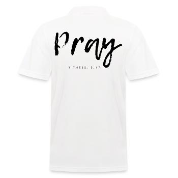 pray - Männer Poloshirt - Weiß - Hinten - Kai (181cm)