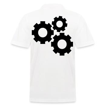 Zahnräder - Männer Poloshirt - Weiß - Hinten - Kai (181cm)