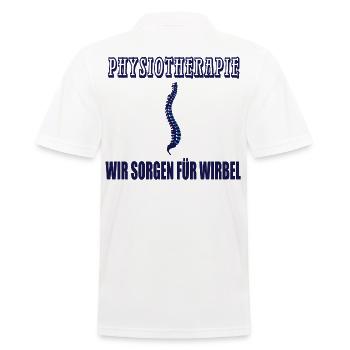 Physiotherapy, We care for vertebrae, practice shirt - Men's Polo Shirt - white - Back - Kai (181cm)