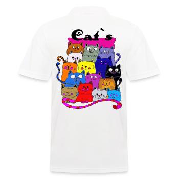Katzen, Katze, Katzenbande, Mietze Katz, lustig - Männer Poloshirt - Weiß - Hinten - Kai (181cm)
