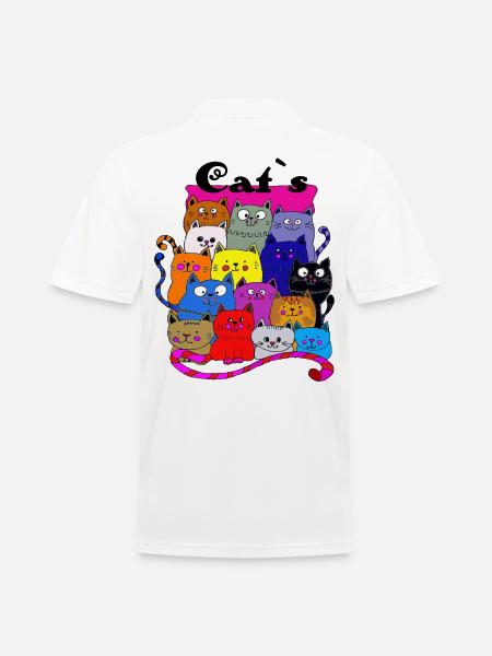 katte, kat, kattebande, Mietze kat, sjov - Herre poloshirt - hvid