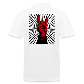 Rock and Roll Hand, Musik Party Festival, Shirt - Männer Poloshirt - Weiß - Hinten - Kai (181cm)