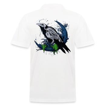 Raven Bird, Skeleton Skull Crow Fantasy , Viking - Men's Polo Shirt - white - Back - Kai (181cm)