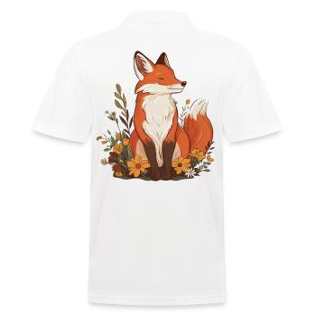 Fuchs mit Blumen - Männer Poloshirt - Weiß - Hinten - Kai (181cm)