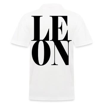 Leon Name First Name Modern Font Word Art - Men's Polo Shirt - white - Back - Kai (181cm)