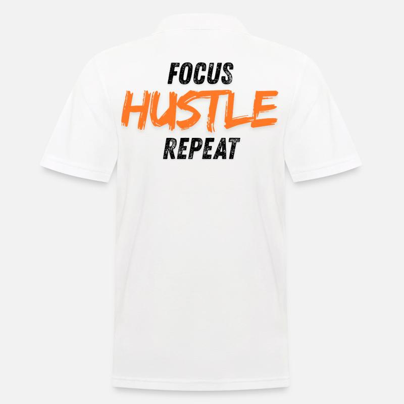 Conception typographique motivante audacieuse Hustle - Polo Homme - blanc