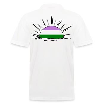 genderqueer non binary androgyn pride queer lgbt - Männer Poloshirt - Weiß - Hinten - Kai (181cm)