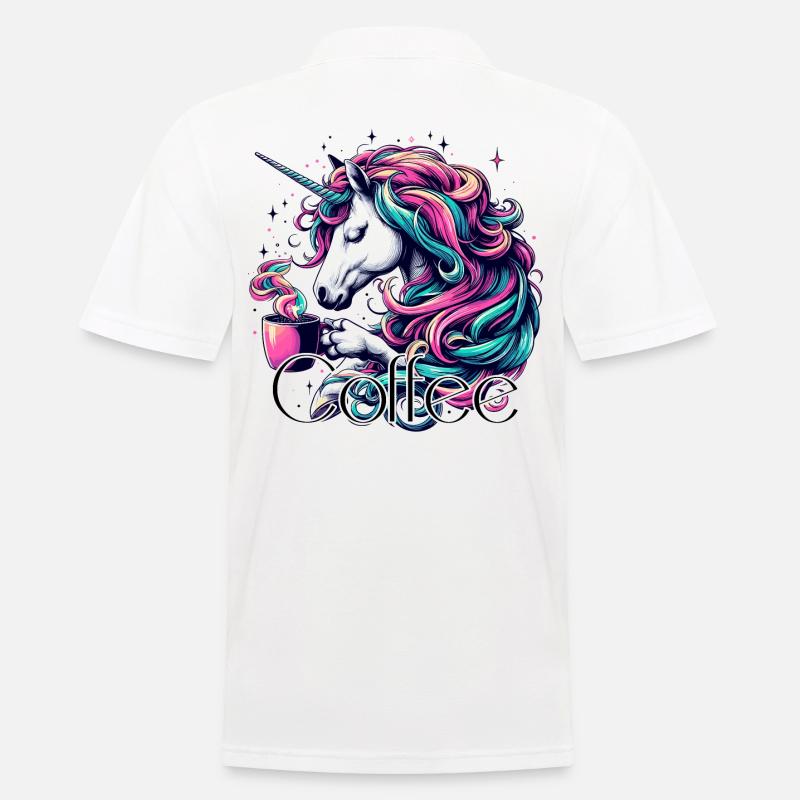 Einhorn Kaffee Geschenk - Männer Poloshirt - Weiß