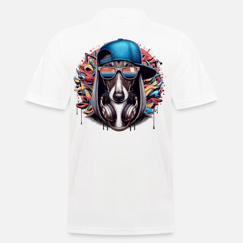 Windhund Gangsta Hund Graffiti Geschenk - Männer Poloshirt - Weiß
