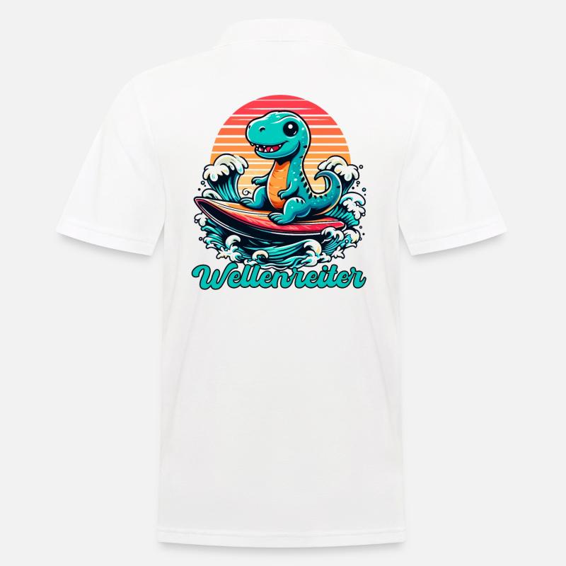 Cute T-Rex Surfer Surfing Gift - Men's Polo Shirt - white