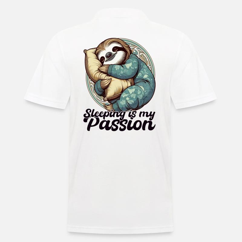 Sloth Sleeping Passion Gift - Men's Polo Shirt - white