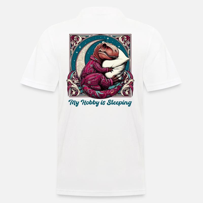 T-Rex Sleeping Hobby Gift - Men's Polo Shirt - white