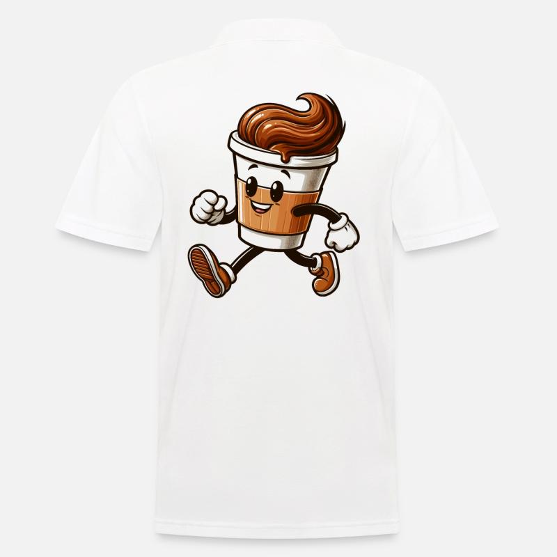 Kaffee Becher Kaffeebecher läuft Geschenk - Männer Poloshirt - Weiß