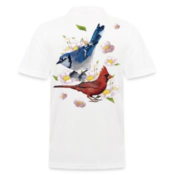 Der nördliche Kardinal und der blaue Eichelhäher - Männer Poloshirt - Weiß - Hinten - Kai (181cm)