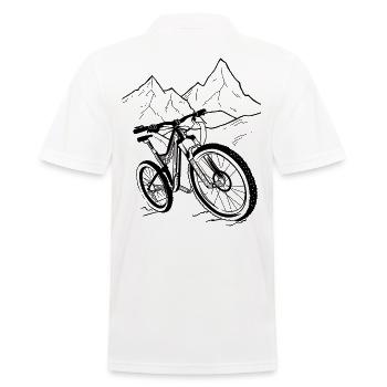 MTB Fahrrad Mountainbike Radsport Mountainbiker - Männer Poloshirt - Weiß - Hinten - Kai (181cm)